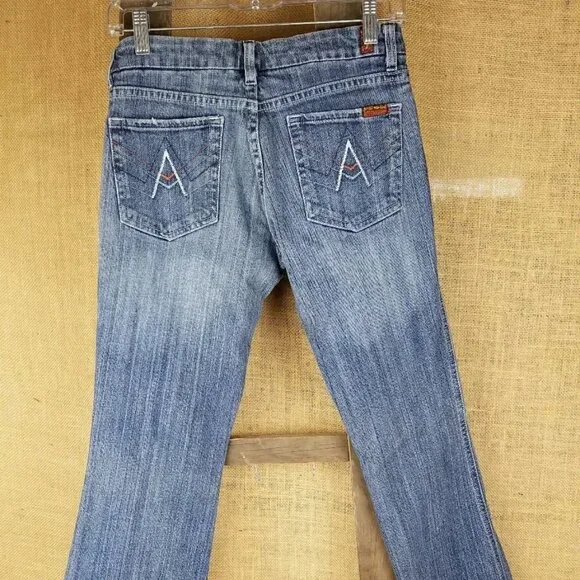 7 for all mankind women 27 jeans denim A pocket flare New York dark blue - Picture 4 of 4